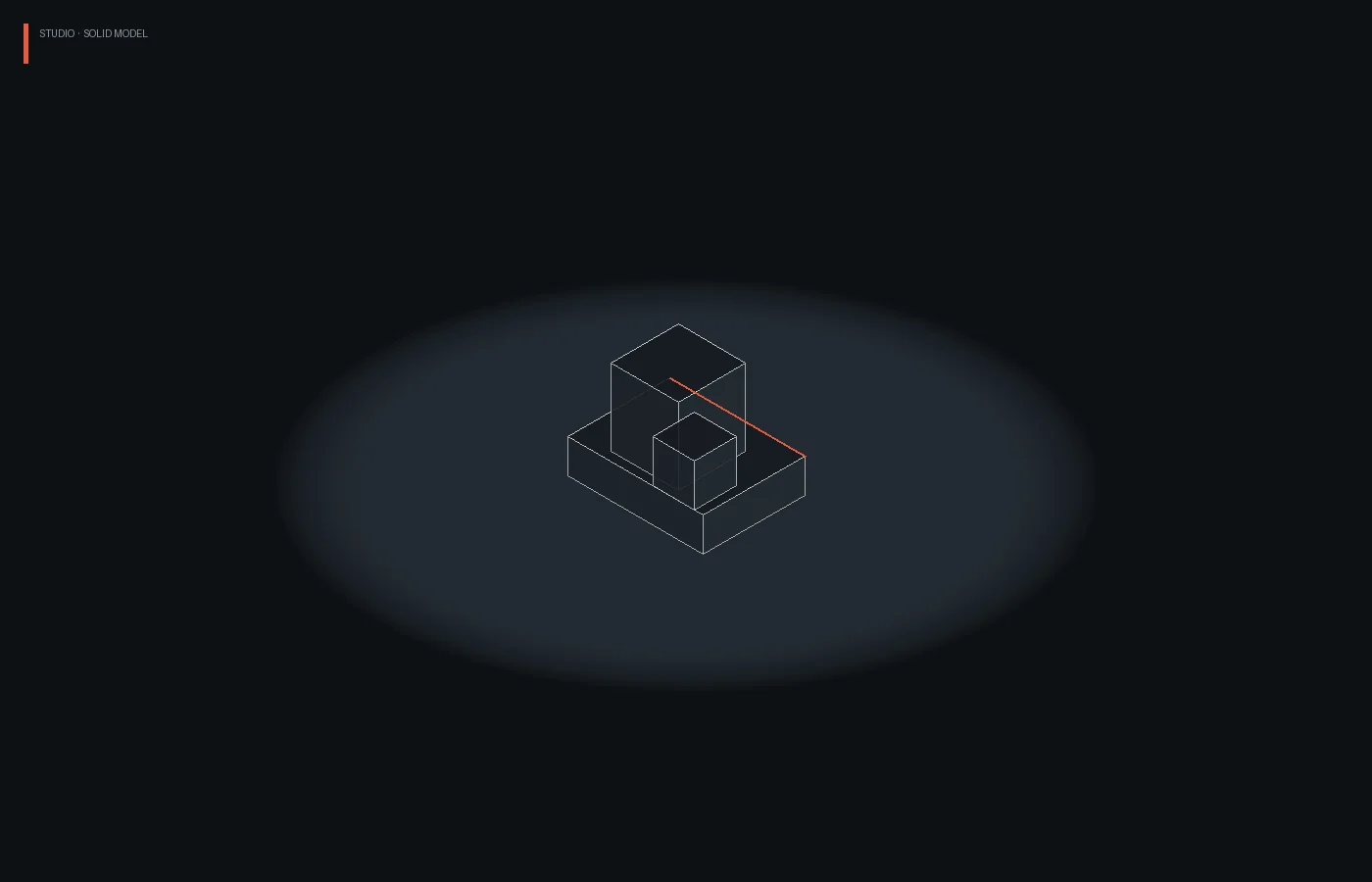 Studio solids still — isometric model blocks